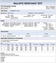 Load image into Gallery viewer, NIJ Level 3A ballistic helmet - kevlar - NTS test result